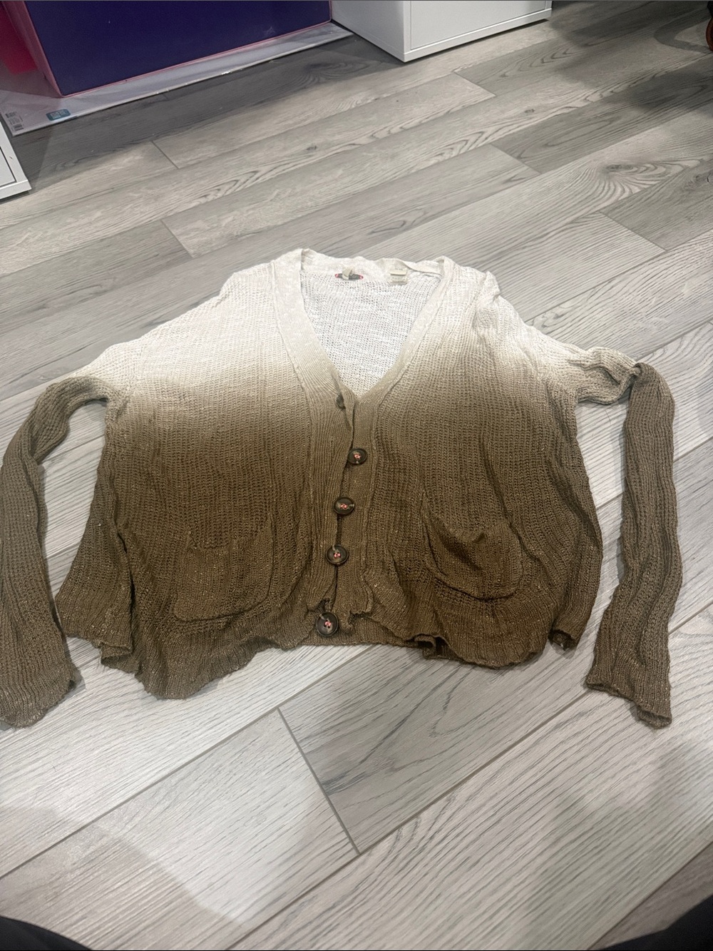 gimmicks by BKE Brown and Cream Ombre Knit Button Cardigan